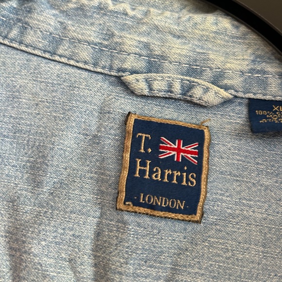 T.Harris London Light Denim Button Down Shirt Men’s Size XL - Picture 4 of 5